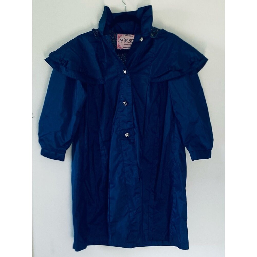 Vintage Navy Women's Bow Maximalist Trench Coat Whimsical